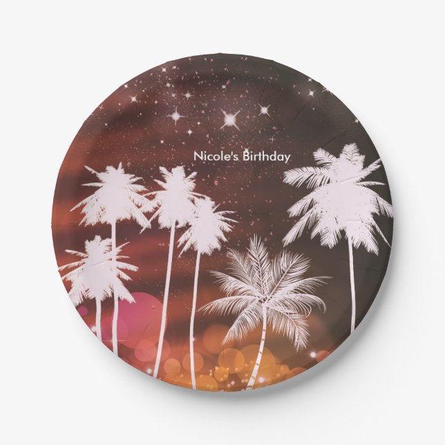 Summer Lights Sparkle Dance Club Birthday Party Paper Plates (Front)