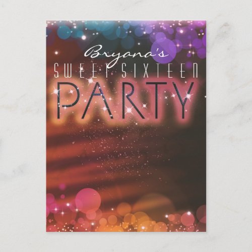 Summer Lights Sparkle Dance Club Party Invitation