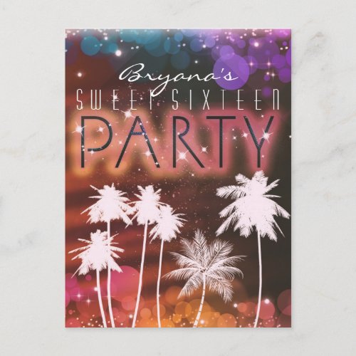 Summer Lights Sparkle Palm Trees Party Invitation