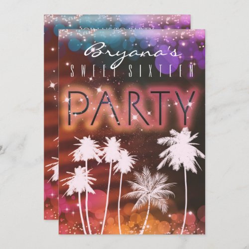 Summer Lights  White Palm Tree Party Invitations