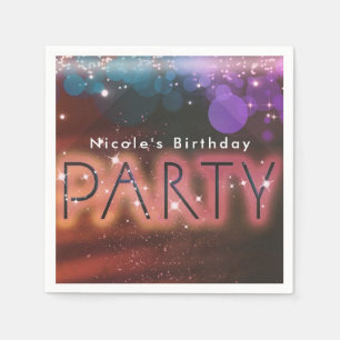 Summer Lights & White Palm Trees Birthday Party Napkins