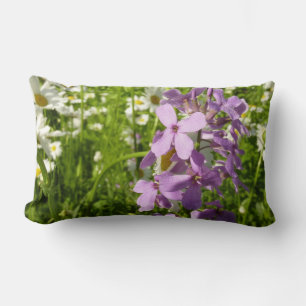 Summer Lilac and Daisies Lumbar Pillow