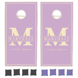 Summer Lilac Name & Initial Overlay Cornhole Set