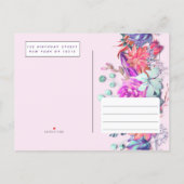 Summer Lilac Pink Coral Purple Floral Quinceañera Invitation Postcard (Back)