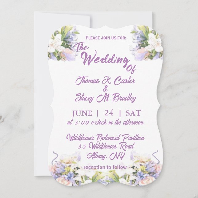 Summer Lilac Wildflower Romantic Wedding  (Front)