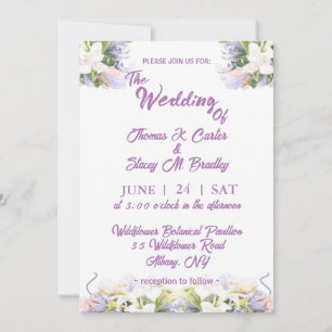 Summer Lilac Wildflower Romantic Wedding Invitation