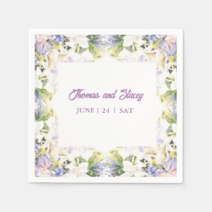 Summer Lilac Wildflower Romantic Wedding  Napkins