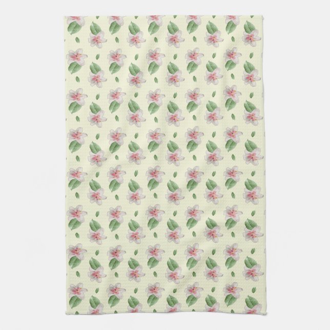 Summer Lily Floral Seamless Pattern Kitchen Towel (Vertical)