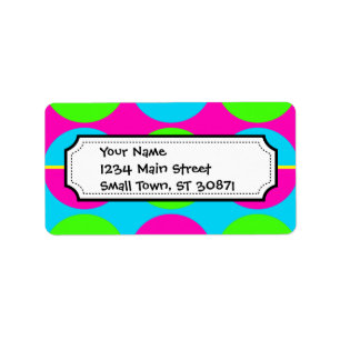 Summer Lime Green Hot Pink Teal Circles Stripes Label