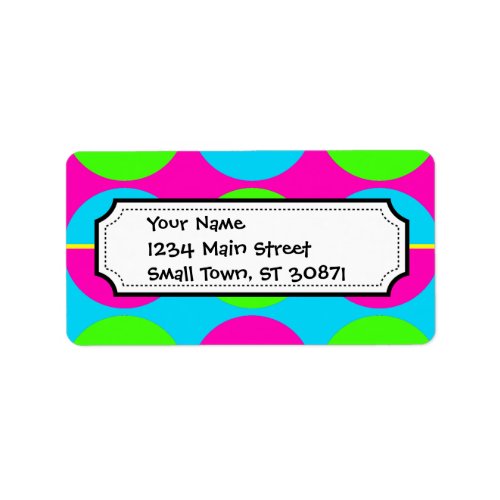 Summer Lime Green Hot Pink Teal Circles Stripes Label