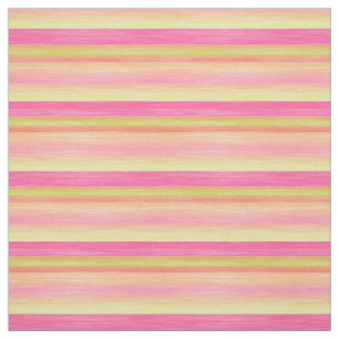 Summer Lime Yellow Pink Coral Red Stripes Pattern Fabric