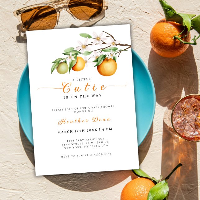 Summer Little Cutie Citrus  Clementine Baby Shower Invitation (Summer Little Cutie Citrus Clementine Baby Shower Invitation)