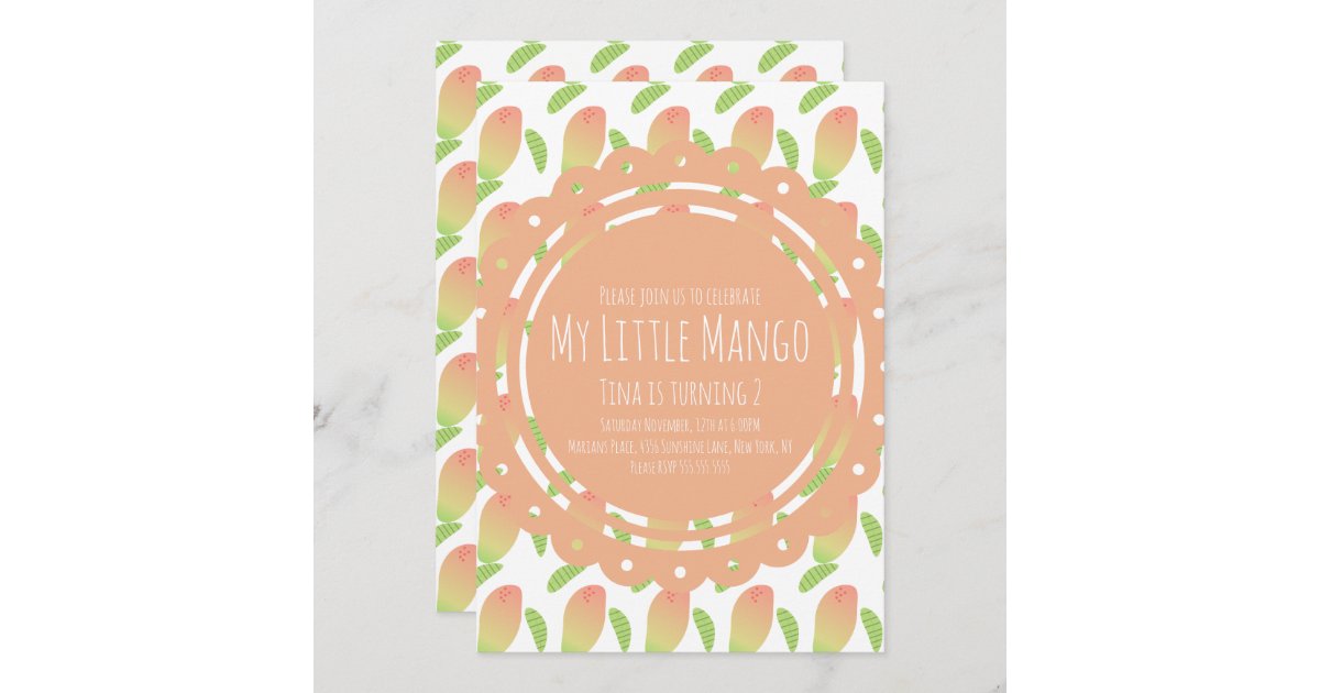 Summer Little Mango Tropical Invitation Zazzle