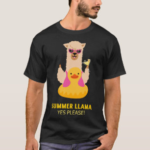Summer Llama With Sunglasses For Pool Party T-Shirt