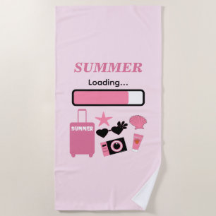 Summer Loading Pink Beach Towel