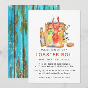 Summer Lobster Boil Lobster Bake Cookout Invitation