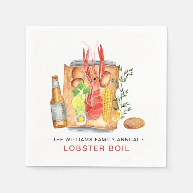 Summer Lobster Boil | Lobster Bake Cookout Napkins (Front)
