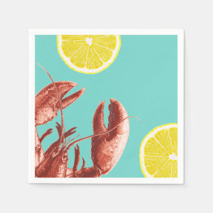 Summer Lobster Boil Party Aqua Napkins