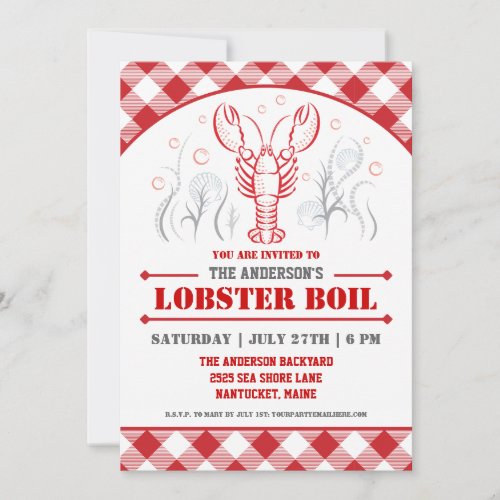 Summer Lobster Boil Picnic Party Invitation
