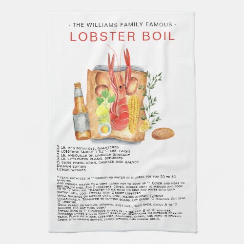 Summer Lobster Boil  Recipe Heirloom Tea Towel