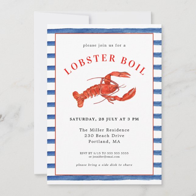 Summer Lobster Boil Seafood invitation (Front)