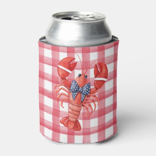 Summer Lobster Red Checkered Can Cooler