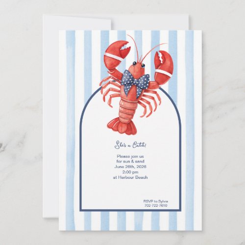 Summer Lobster Striped Bachelorette Invitation