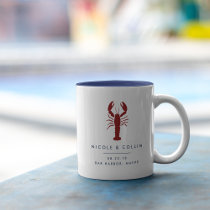 Summer Lobster Wedding Favor Two-Tone Coffee Mug