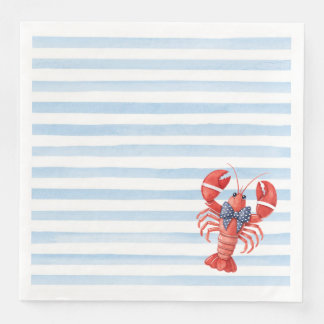 Summer Lobster with Bow and Coastal Stripes Paper Dinner Napkins