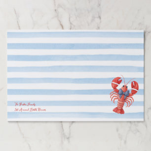 Summer Lobster with Bow and Coastal Stripes Paper Pad