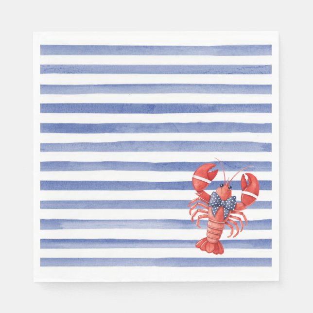 Summer Lobster with Bow and Stripes Napkins (Front)