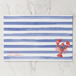 Summer Lobster with Bow and Stripes Placemat