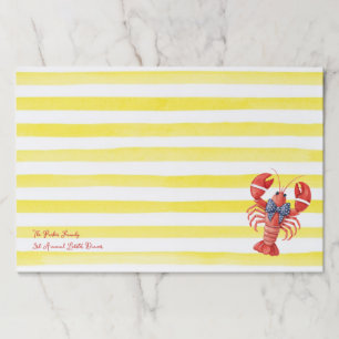 Summer Lobster with Bow & Butter Yellow Stripes Paper Pad