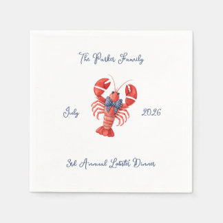 Summer Lobster with Bow, July 4th, Coastal Wedding Napkins