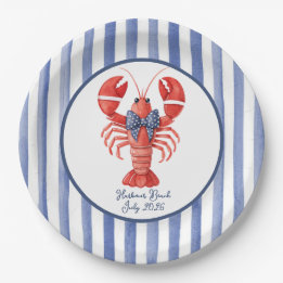 Summer Lobster with Nautical Stripe Paper Plates