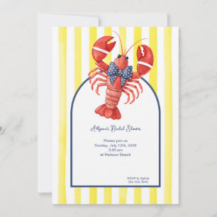 Summer Lobster, Yellow Striped Invitation