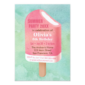 Summer Lolly Popsicle Ice Cream Birthday Party Card