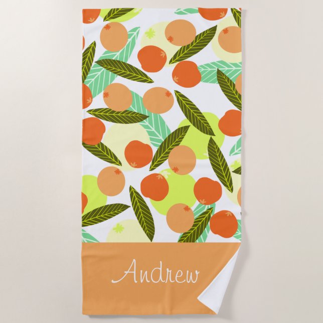 Summer Loquat Fruits Greenery  Beach Towel (Front)