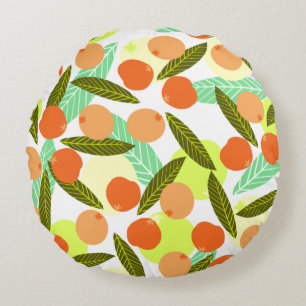 Summer Loquat Fruits Greenery   Round Pillow