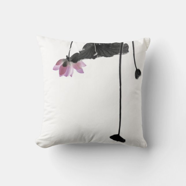 Summer Lotus Zen Photography Throw Pillow (Front)