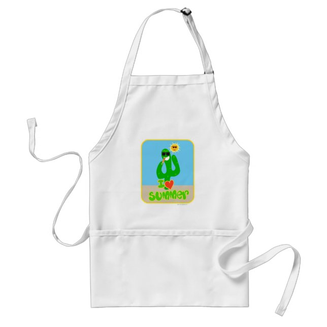 Summer Love Cute Cactus Cartoon Slogan Adult Apron (Front)