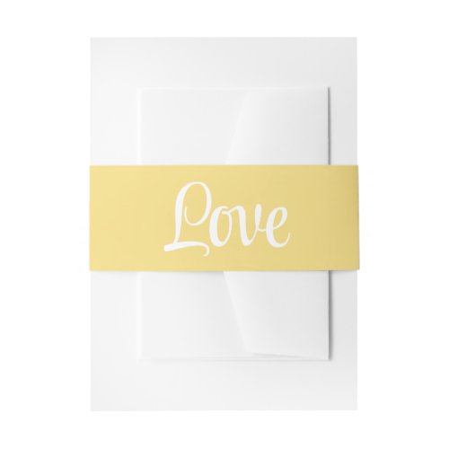 Summer Love Minimalist Pastel Yellow Wedding Invitation Belly Band