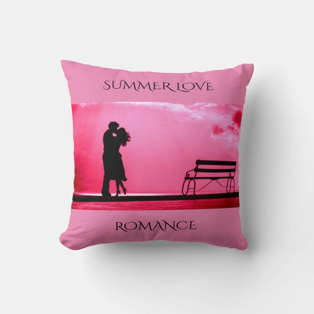 'SUMMER LOVE" pink throw pillow. Pillow (Front)