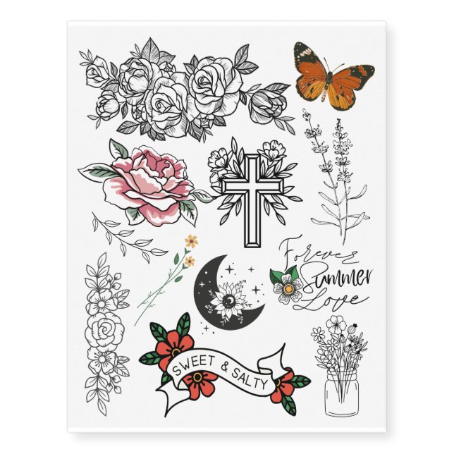 Summer Love Temporary Tattoo Sheet (Front)