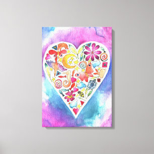 Summer Love Watercolor painting on Canvas