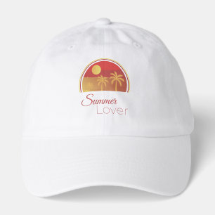Summer Lover Retro Sunset Palm Trees Tropical Hat