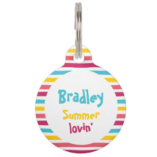 Summer Lovin' Had Me A Blast Funny Candy Striped Pet ID Tag