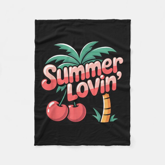 Summer Lovin Tropical Beach Paradise Fleece Blanket (Front)