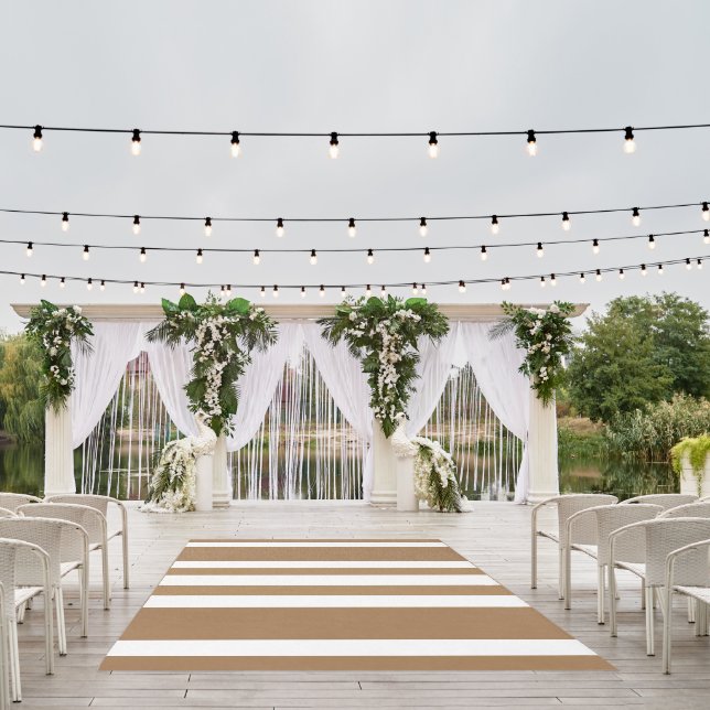 Summer Lt Brown + White Broad Stripes  Outdoor Rug (Insitu (Wedding 1))