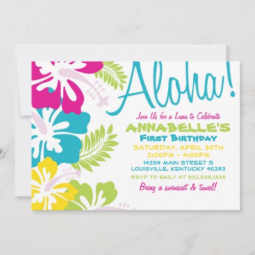 Summer Luau Hawaiian Invitation